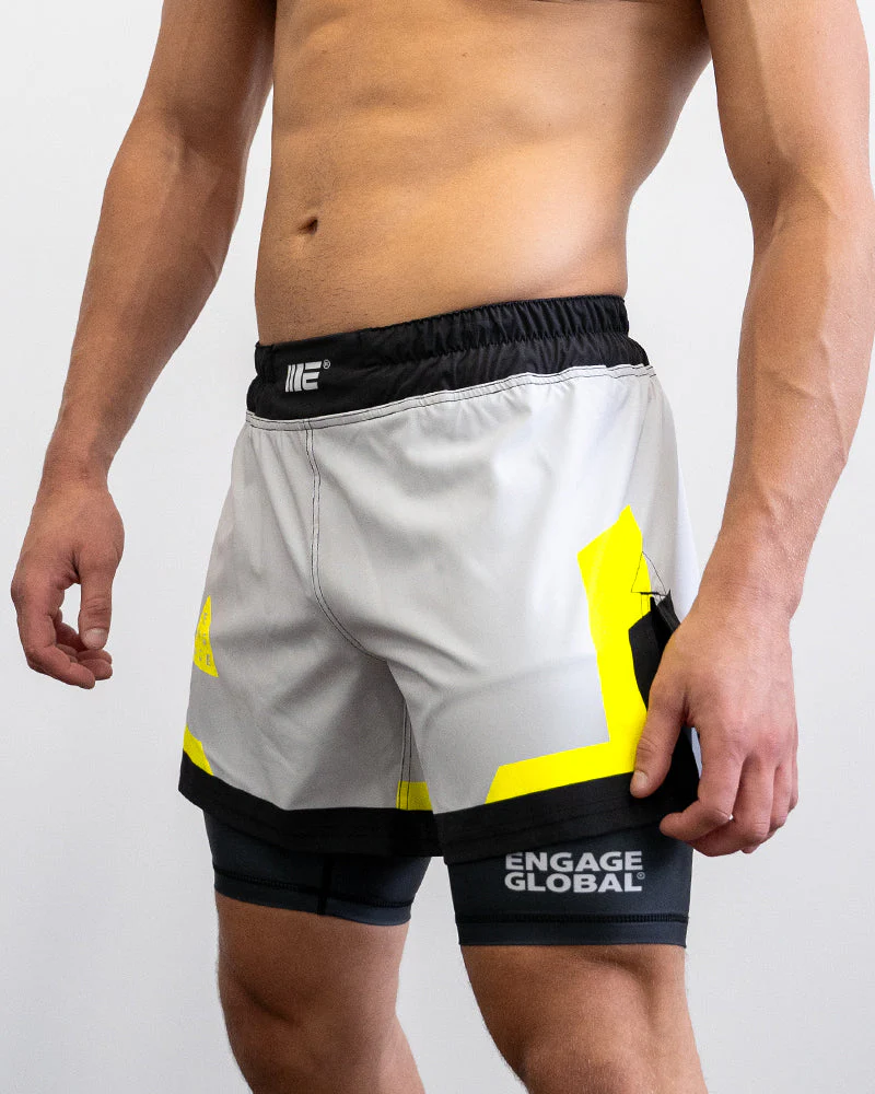 Cool Grey 2-in-1 Fight Shorts - Image 3