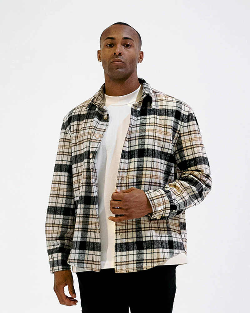 ENGAGE Wordmark Flannel Shirt (Brown/Black) - Image 3