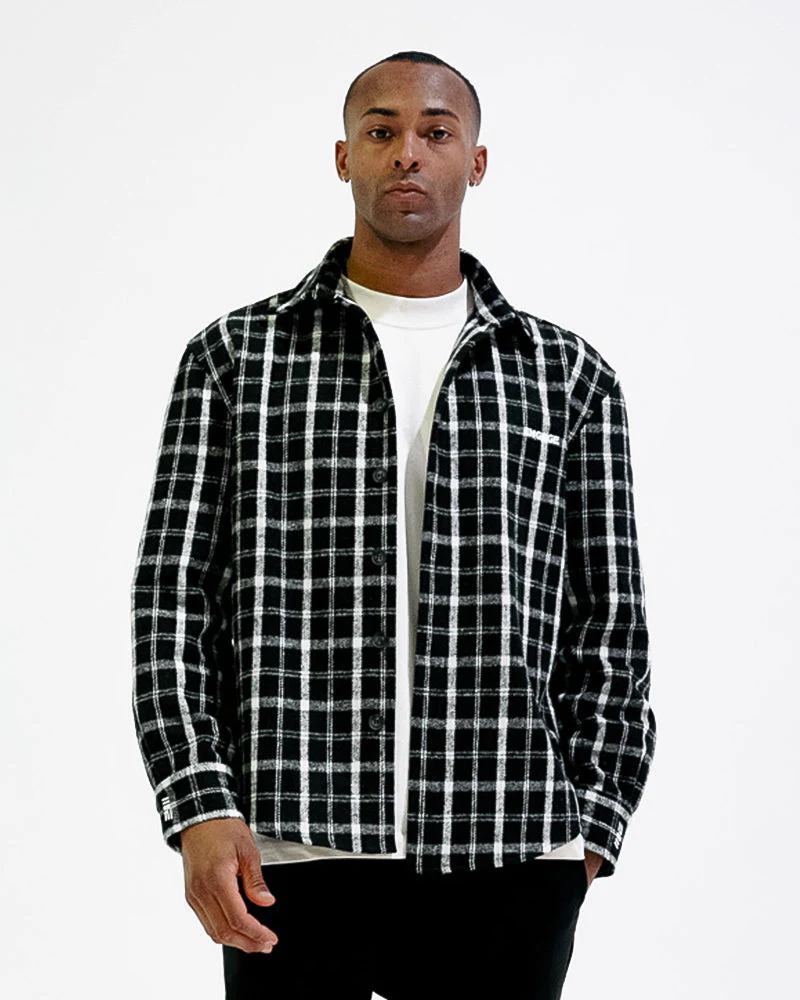 Engage Wordmark Flannel Shirt (Black/White) - Image 4