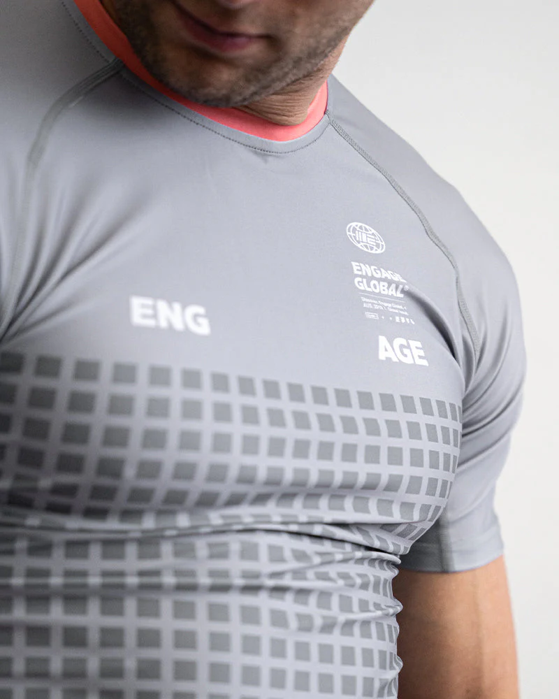 Grid Tech (Grey) Short Sleeve Rash Guard - Image 4